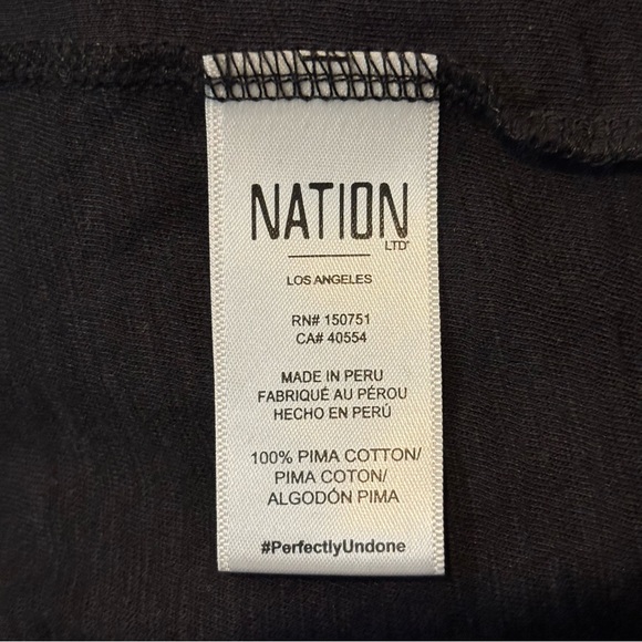 Nation LTD Paulina One Shoulder Puff Short Sleeve Tee Black S - Picture 6 of 8